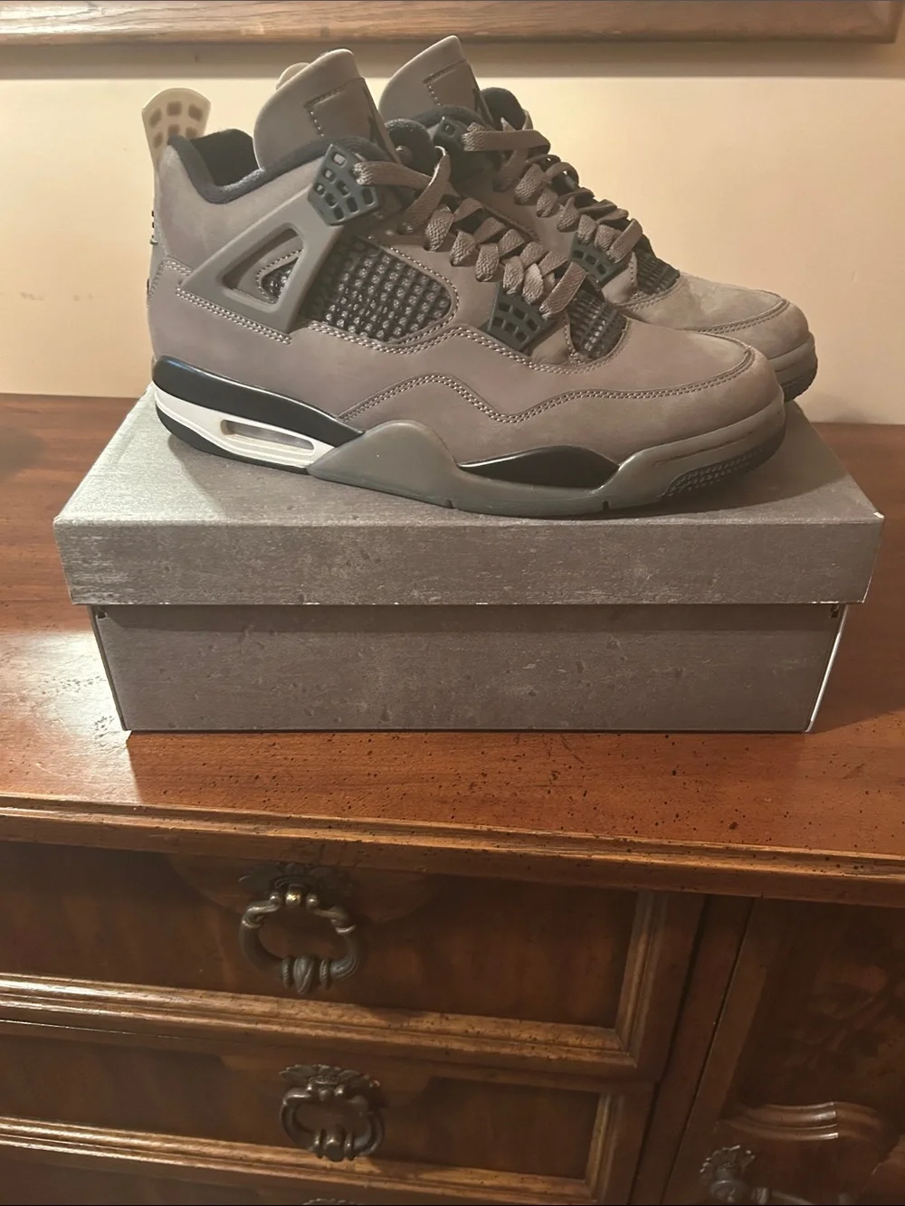 Jordan Men's Taupe Grey Suede Basketball Sneakers